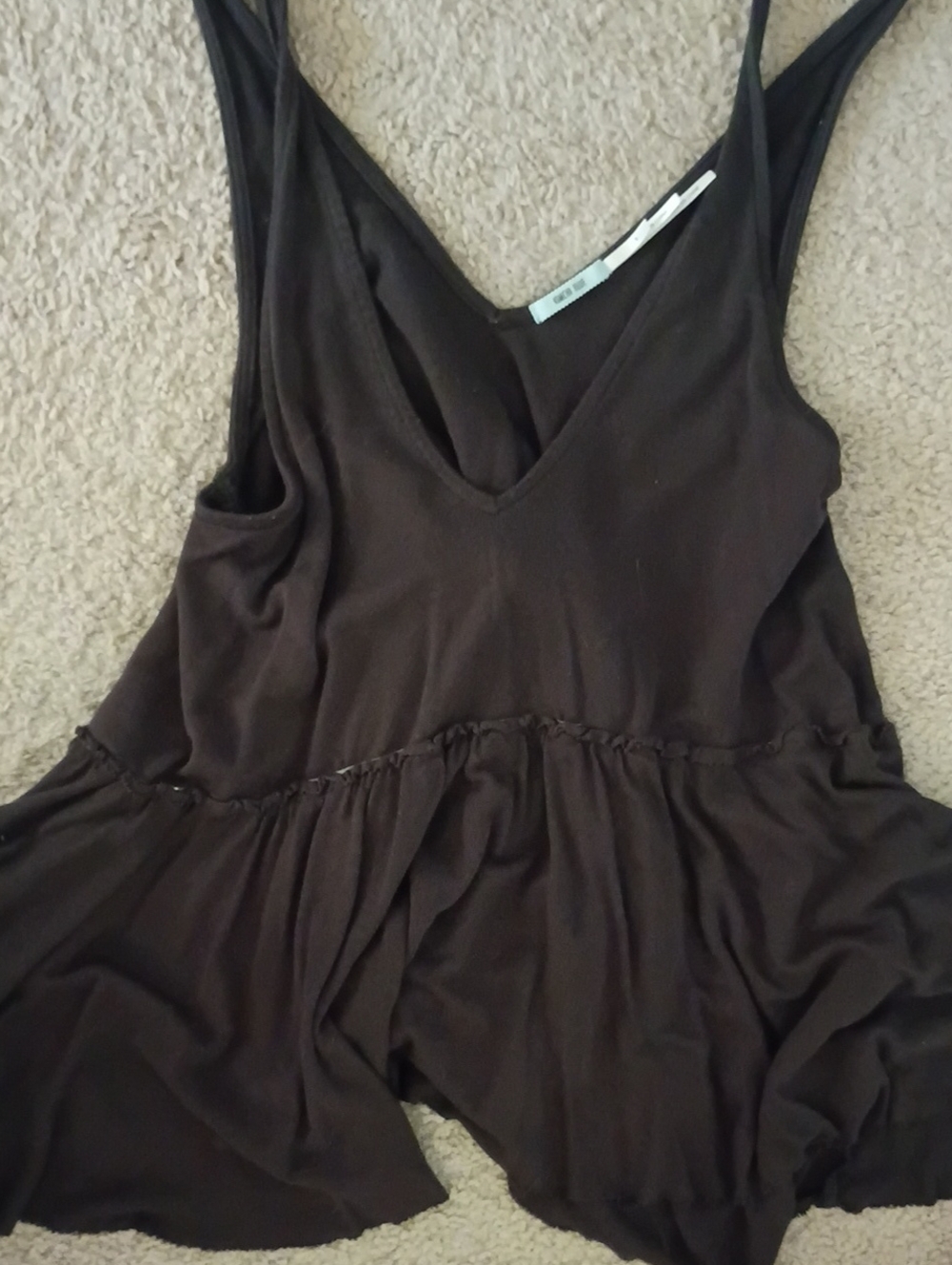 Kimchi Blue Black V-Neck Ruffle Hem Camisole